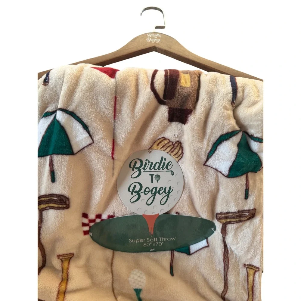Birdie‎ to Bogey Golf Blanket Throw With Hanger and Golf Ball Charm NWT